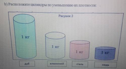 B) Расположите цилиндры по уменьшению их плотности Можете ответ в тетради записать просто не знаю ка