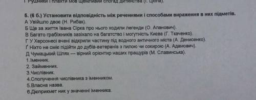 Установити відповідність між реченнями вираження в них підметів​