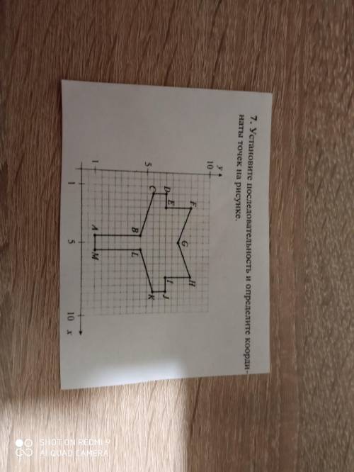 Установите последователдность и определите координаты точек на рисунке информатика)