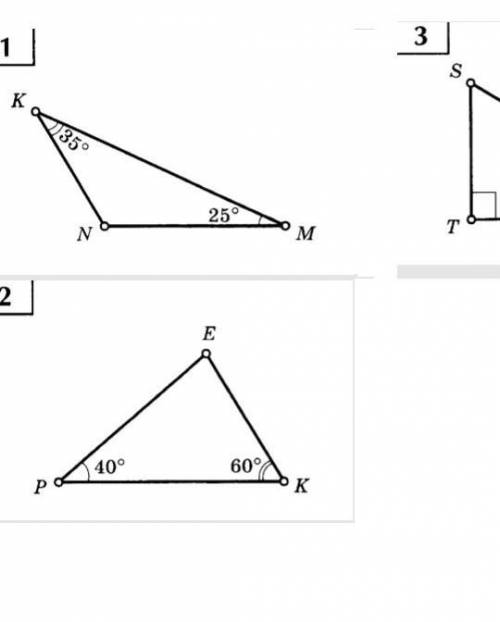 Найдите неизвестные углы в каждом треугольнике ​
