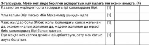 3 тапсырма.Мәтін негізінде берілген ақпараттың қай қалаға тән екенін анықта Дам 25 б