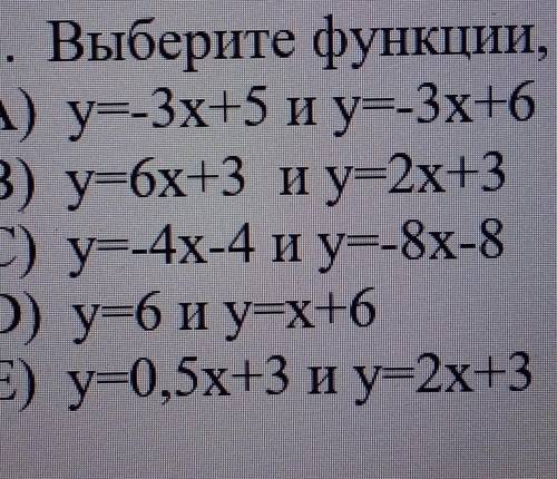 Выберите функции графики которых параллельны, ответ обоснуйте​