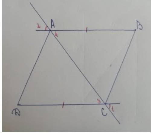 Выберите правильные утверждения: ∠1=∠3 и ∠2=∠4 как смежные , значит, ∠3=∠4. Тогда треугольник АВС ра