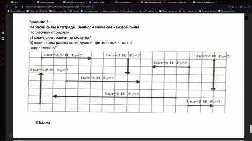 Нарисуй силы в тетради. Вычисли значение каждой силы По рисунку определи: а) какие силы равны по мод