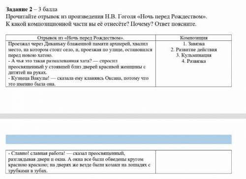 Прочитайте отрывок из произведения Н.В. Гоголя «Ночь перед Рождеством». К какой композиционной части