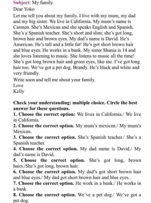 Check your understanding: multiple choice. Circle the best answer for these questio 1. Choose the co