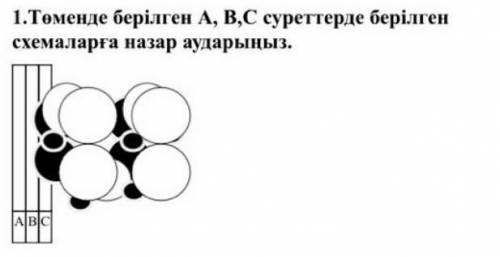 Төменде берілген A,B,C суреттерде берілген схемаларга назар аудар жаратылыстану бжб комек