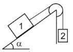 В системе тел, изображенной на рисунке, масса блока пренебрежимо мала, трения в оси блока нет. Через