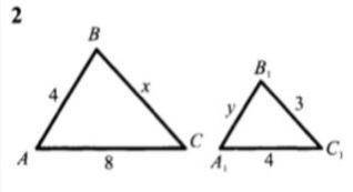 Дано: ⊿АВС∾ ⊿А1В1С1. Знайдіть х, у.
