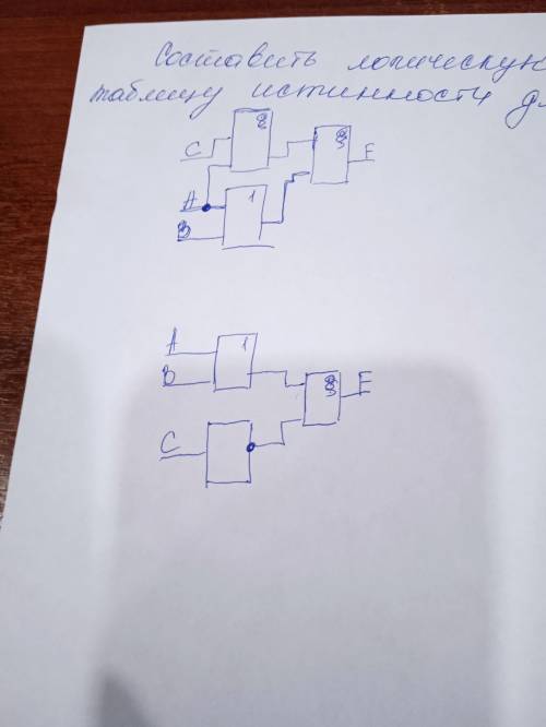 Составить логическую функцию и построить таблицу истинности для данных схем