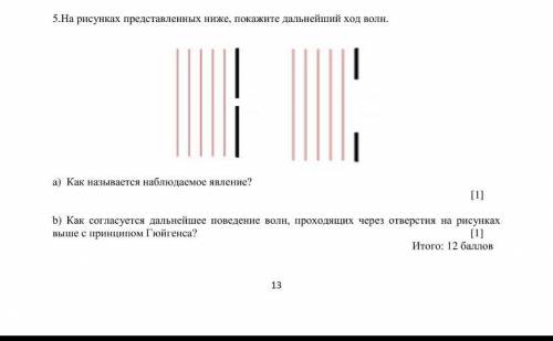 На рисунках представленных ниже, покажите дальнейший ход волн