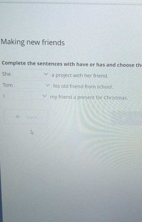 Making new friends Complete the sentences with have or has and choose the correShea project with her