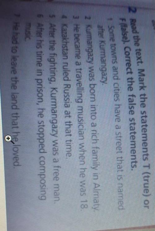 2.Read the text.Mark the statements T(true) or F(false).Correct the false statements. ​