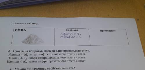 Заполни таблицу соль свойства применение естествознание