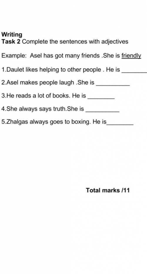 Complete the sentences with adjectives ​