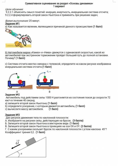 СОР за раздел динамика 9 класс​