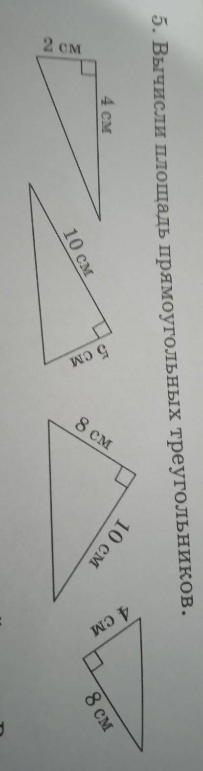 Вычисли площадь прямоугольных треугольников​