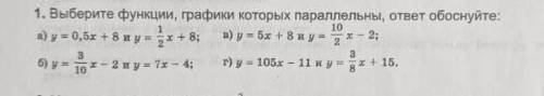 Выберите функции, графики которых параллельны, ответ обоснуйте:​