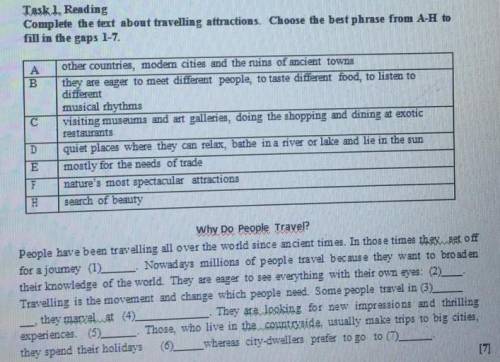 Complete the text about travelling attractions Choose the best plures from A to other countries, mod