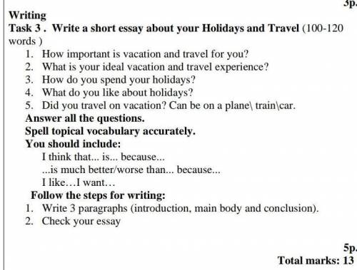 Holidays and travel essay​