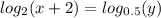 log_{2}(x + 2) = log_{0.5}(y)