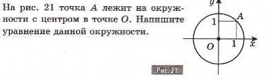 На рисунке точка A лежит на окружности с центром в точке O. Напишите уравнение данной окружности.