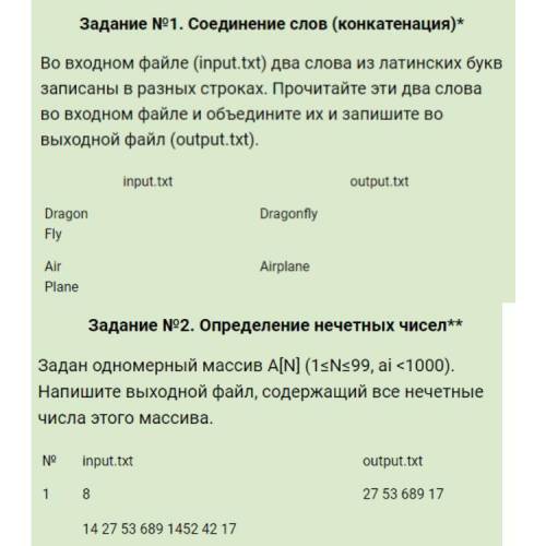 Задание N°1. Соединение слов (конкатенация)* Во входном файле (input.txt) два слова из латинских бук