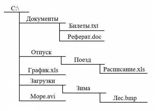 1. Запишите (в ОС Windows) полное имя графического файла, размещённого на диске, файловая структура