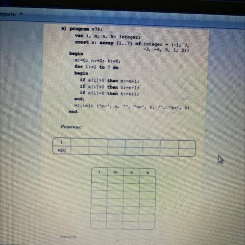 *) program 78; var i, m,k:integer: constar array 1.17) of integer - (-17, -3, -6,0, 1, 2); begin 3:0