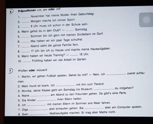 Präpositionen um, am oder im! 1. November hat meine Mutter ihren Geburtstag.2. Morgen mache ich imme