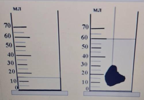 На рисунках показан груз, помещенный в мензурку с водой. Определите объем груза в си 10 - 10-бм315-1
