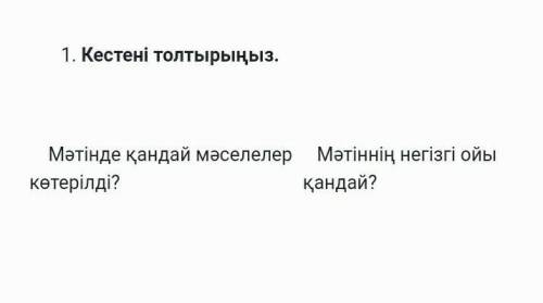 Кестені толтырыныз:Мәтіні қандай мәселелер көтерілді/Мәтінін негізгі ойы қандайbookmarkАрхеолог-құрм