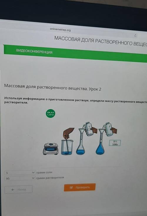 Массовая доля растворенного вещества. Урок 2 Используя информацию о приготовленном растворе, определ