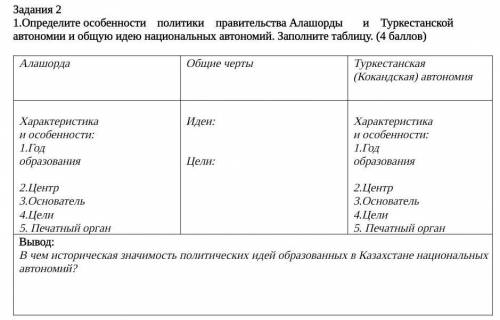 Определите особенности политики правительства Алаш Орды и туркестанской автономии общую идею национа