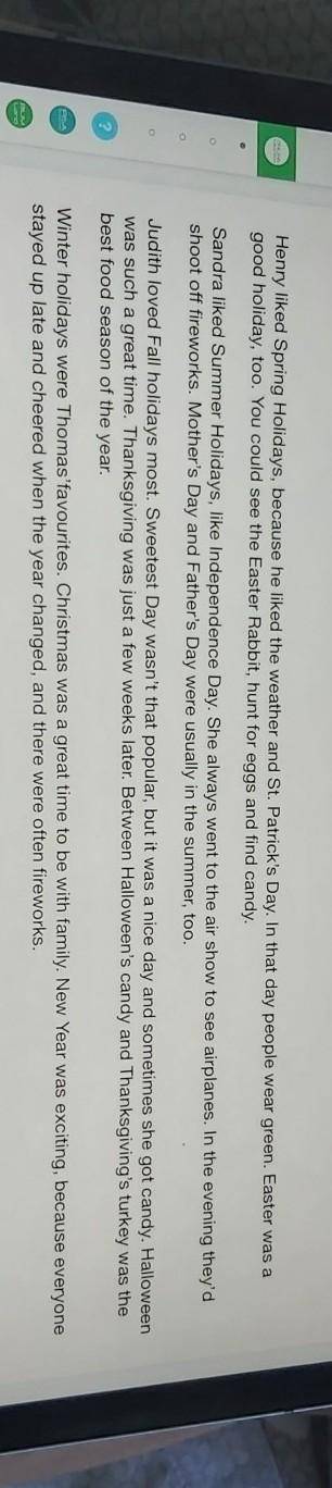 1. What season holidays does Henry like most?A. SpringB. SummerC. AutumnD. Winter​