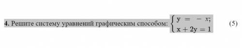 4. Решите систему уравнений графическим {y = − х;x+2y=1