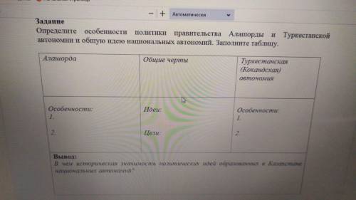 Определите особенности политики правительства Алашорды и Туркестанской автономии и общую идею национ