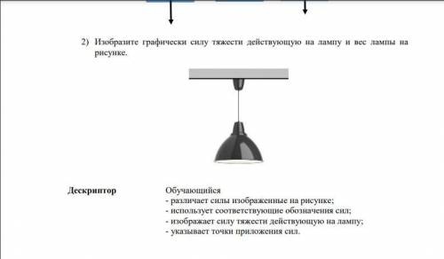 Изобразите графически силу тяжести действующую на лампу и вес лампы на рисунке.