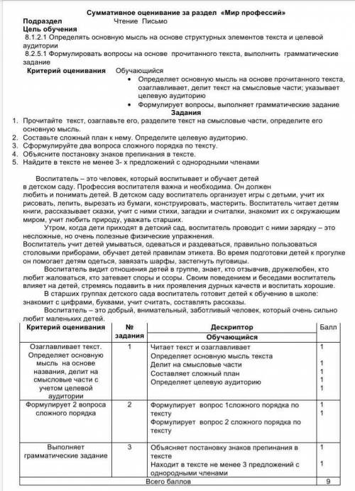 Задания: 1. Прочитайте текст, озаглавьте его, разделите текст на смысловые части, определите его осн