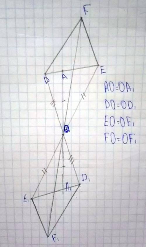 Начертите произвольный треугольник DEF, на стороне DE отметьте точку А, не яв- ляющуюся ее серединой