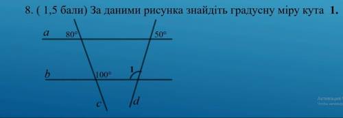 За даними рисунка знайти градусну міру кута 1