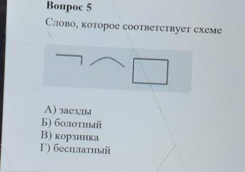 Вопрос 5 Слово, которое соответствует схемеА) заездыБ) болотныйВ) корзинкаГ) бесплатный​