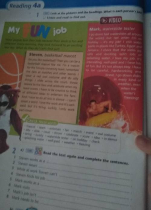 Listen and read to find out. y U job5.17 Look at the pictures and the headings. What is each persons