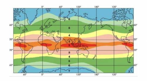 Найдите тропическую зону и запишите, какой номер соответствует.