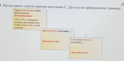 Задание 3. Продолжите список причин восстания C. Датулы по приведенному примеру: Одна из причин восс