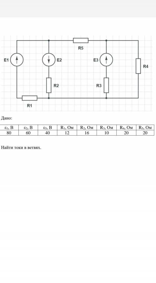 Решите Найти токи в ветвях​