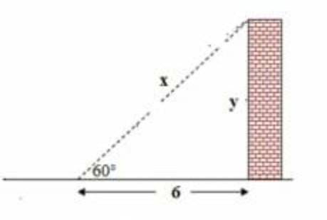 Угол треугольника = 60°, прилежащий катет = 6. Найдите гипотенузу и противолежащий катет. Х и Y.​