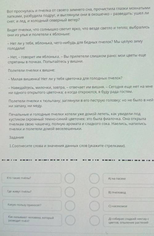 A) на пасеке Кто такие мель?В) человодГде живут пчелы?Какую пользу приносят?С) насекомоеКак называют