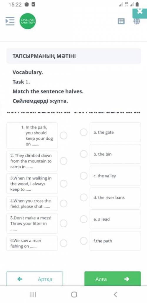 Match the sentence halves.