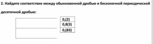 2. найдите соответствие между обыкновенной дробью и бесконечной периодической десятичной дробью​